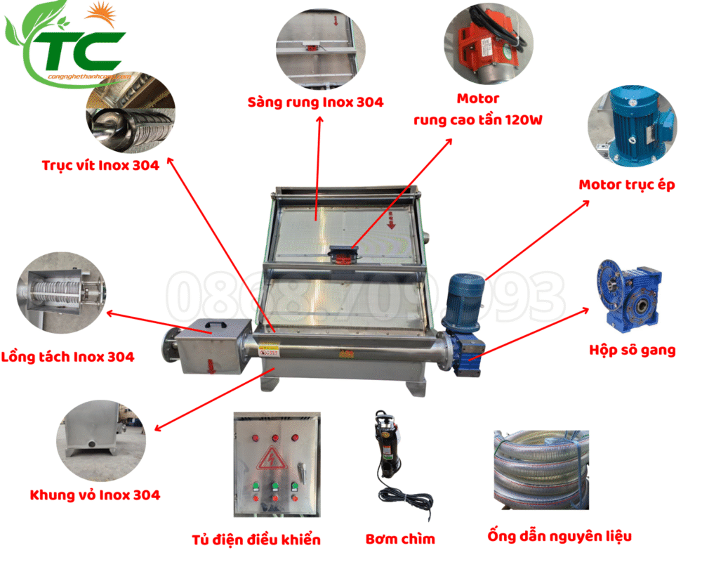 Máy tách ép phân TC1200S công nghệ mới cho nông trại lớn